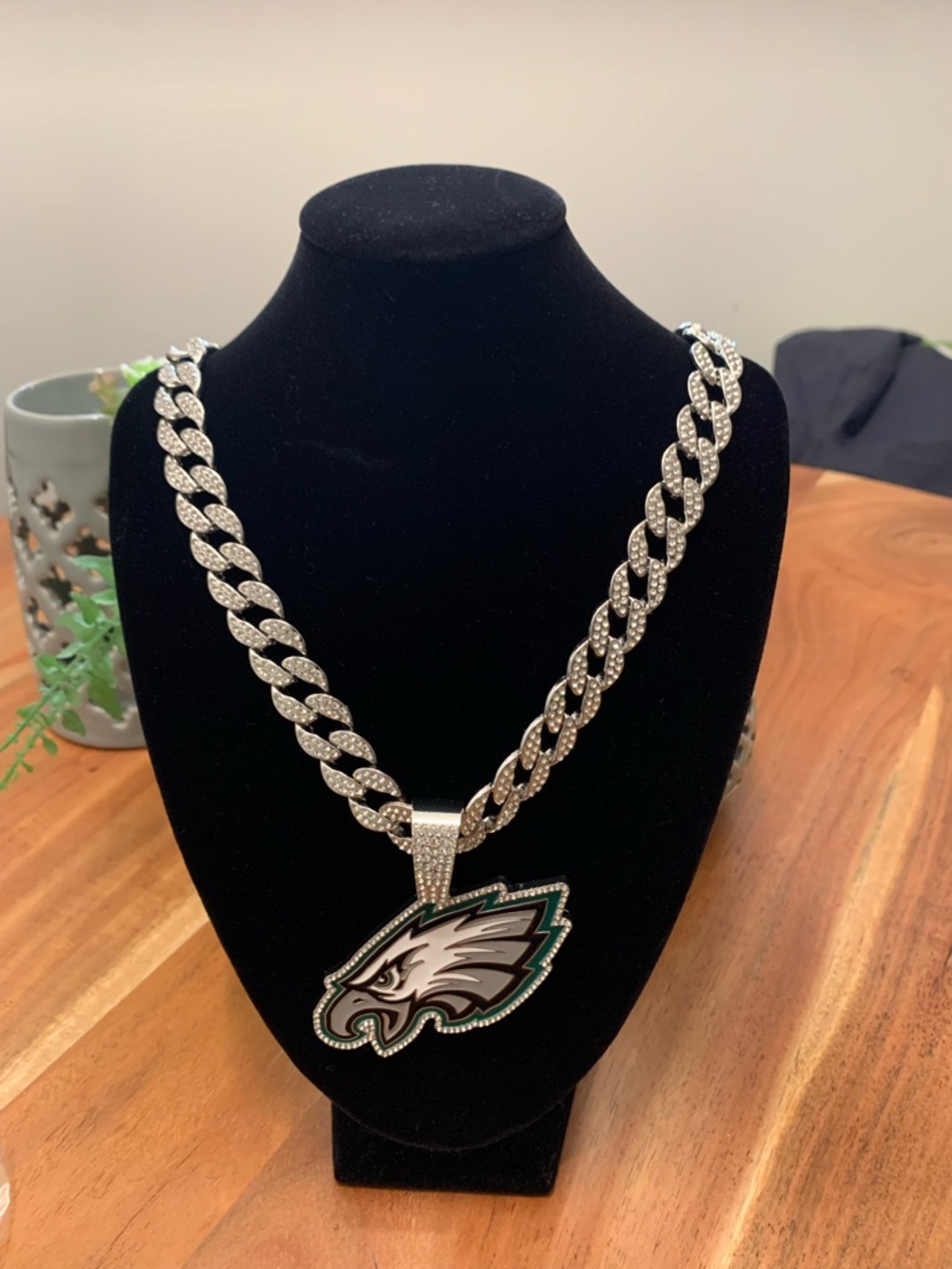 Philadelphia Eagles Pendant Necklace - Silver, Green, Black